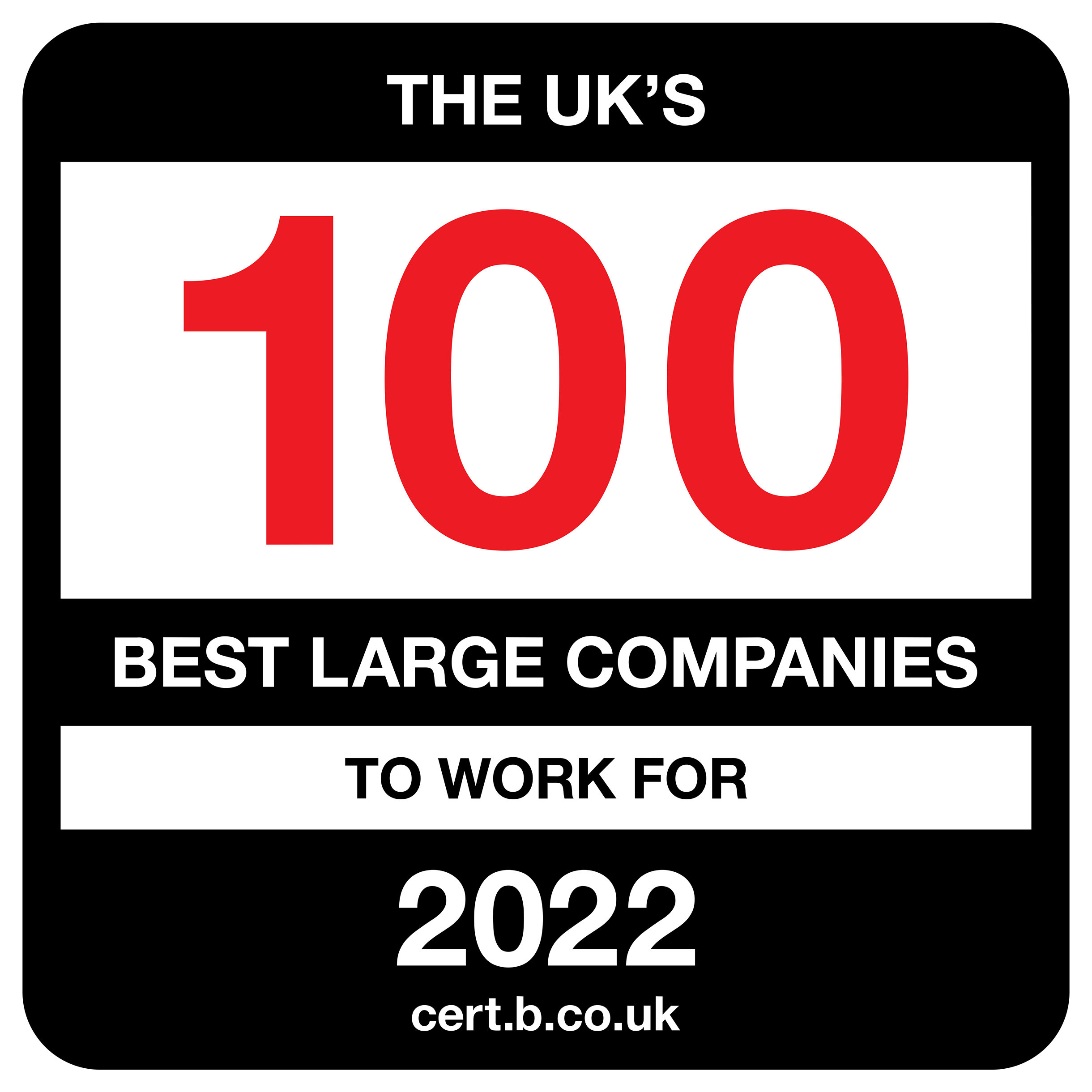 We've been recognised again as a Top 100 Best Company to work for