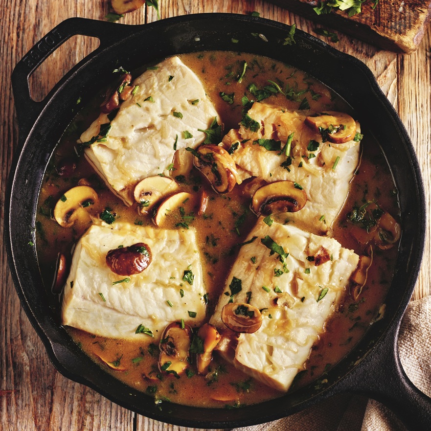 Braised haddock with chestnut mushrooms and chestnuts recipe 1