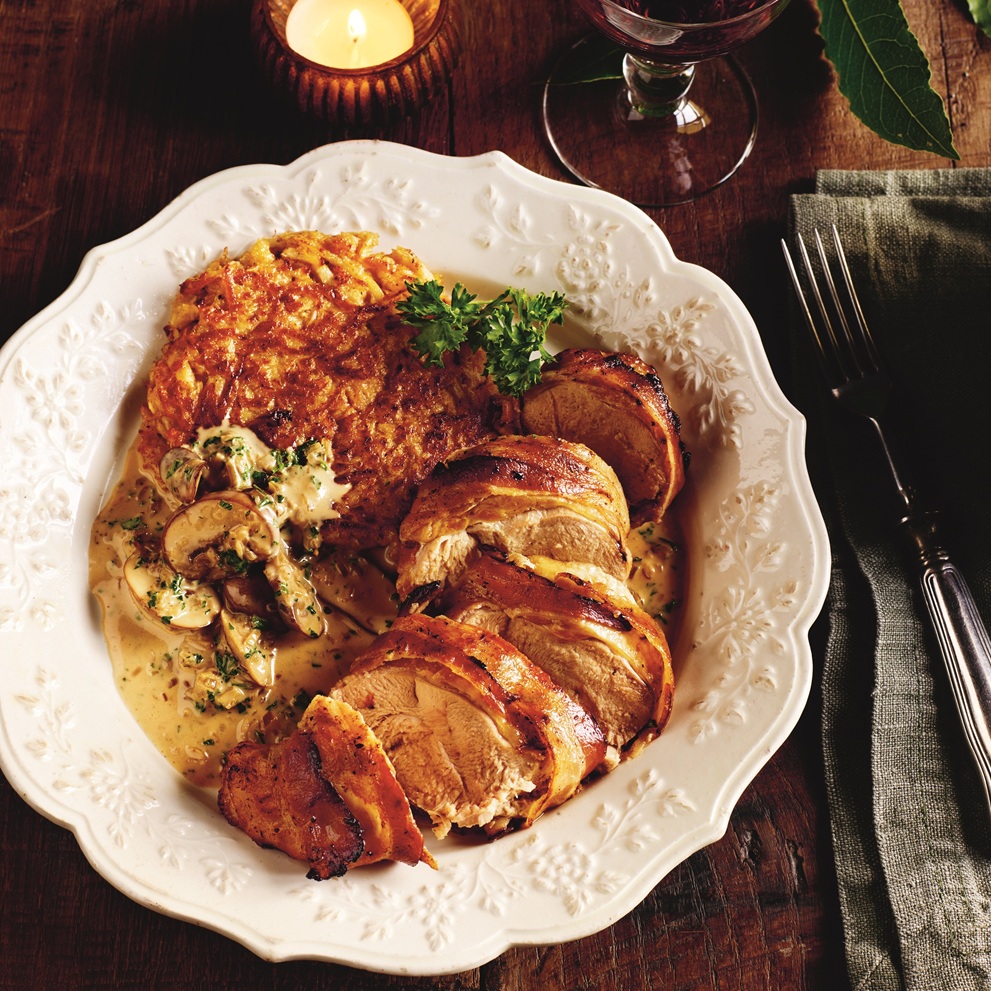 Pheasant breasts with celeriac, apple and parsnip rösti recipe 2 Rick's Christmas Book - Pheasant recipe